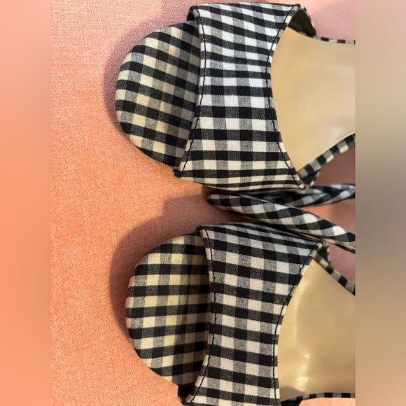 Platform Heel Ankle Tie - Black and White Gingham - Women’s Size 10 - Picture 2 of 8